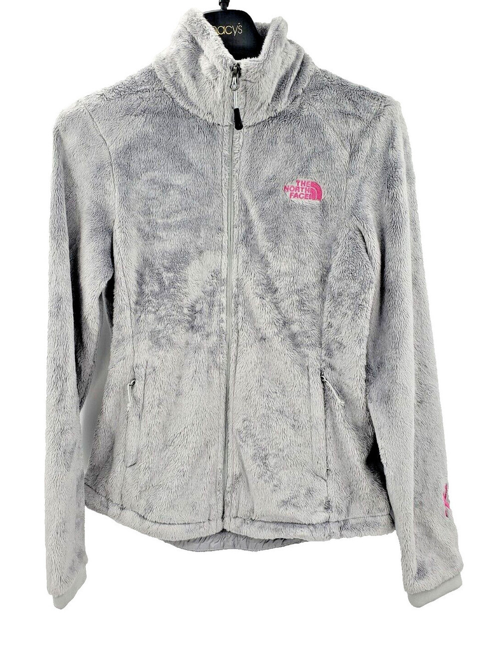 THE NORTH FACE Jacket Womens Small Fleece Osito Full Zip Gray Pink Ribbon CZ24